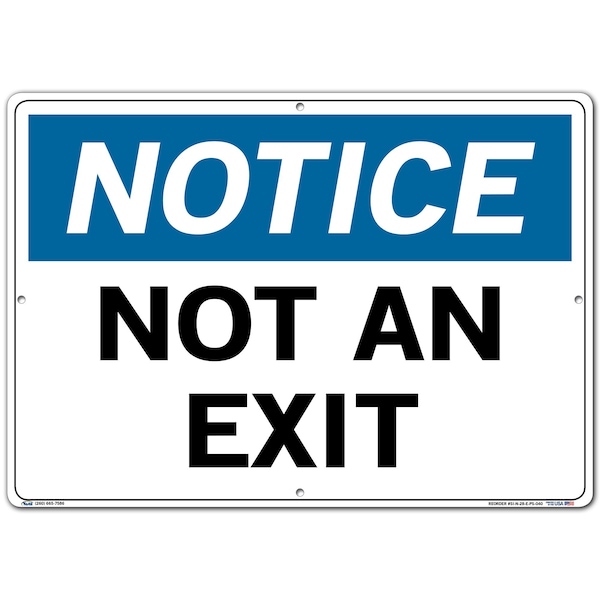 Polystyrene Sign, Polystyrene, 20-1/2" W, 14-1/2" H, Not An Exit, White